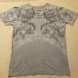 Affliction Gray Distressed by design T shirt sz L